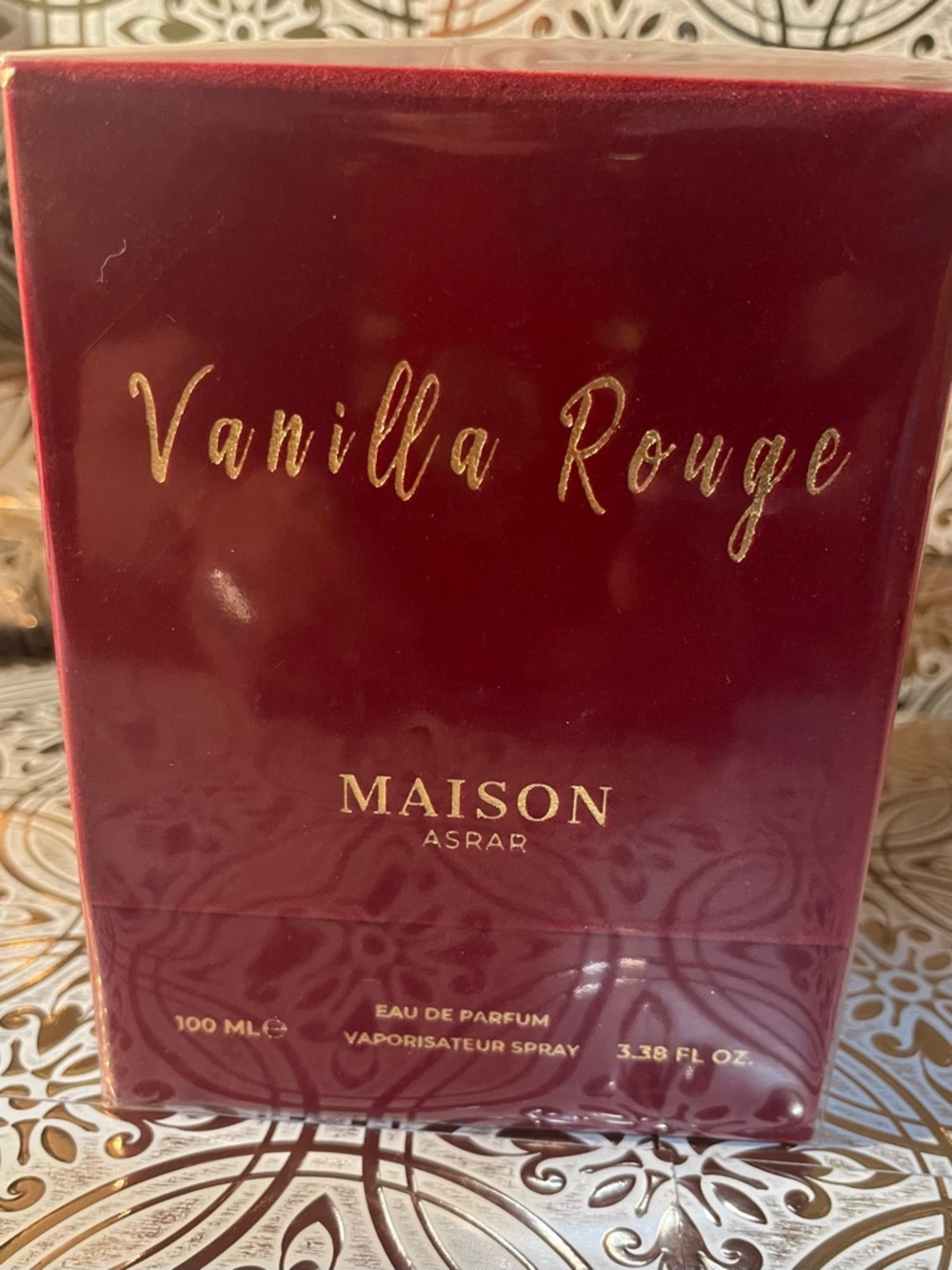 Maison Asrar "Vanilla Rouge" Eau de Parfum - Deep Burgundy & Gold
